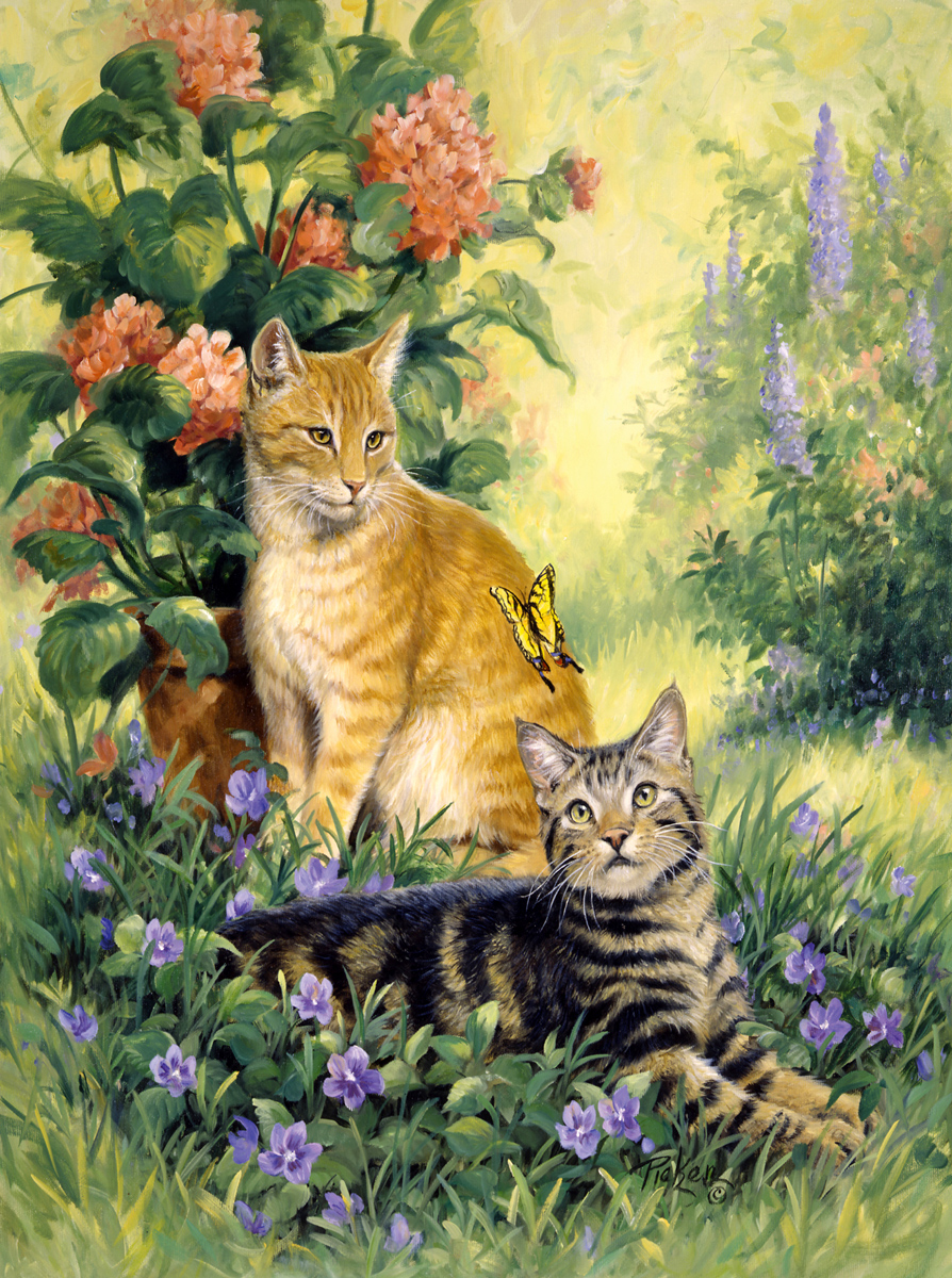 Hobbs And Topper Cats Jigsaw Puzzle