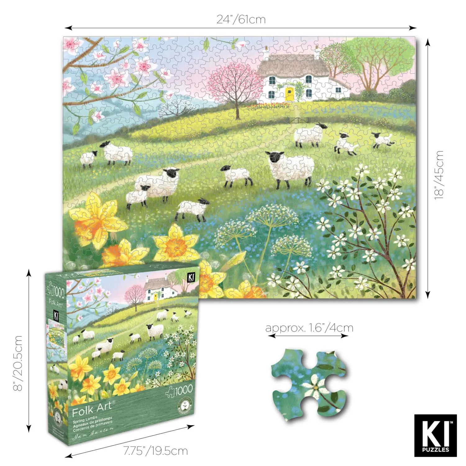 Folk Art - Ian Saxton - Spring Lambs Animals