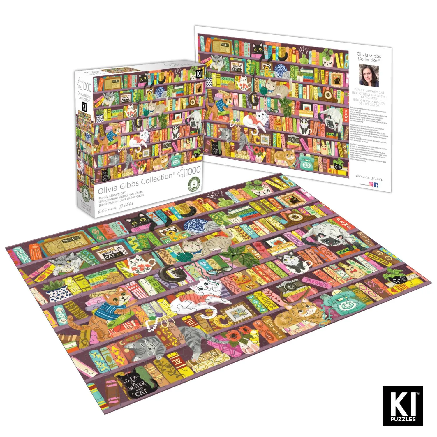 Olivia Gibbs Purple Library Cat Puzzle Cats