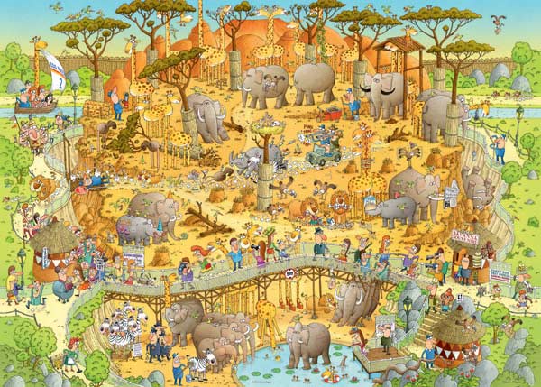 Funky Zoo - African Habitat Jungle Animals Jigsaw Puzzle