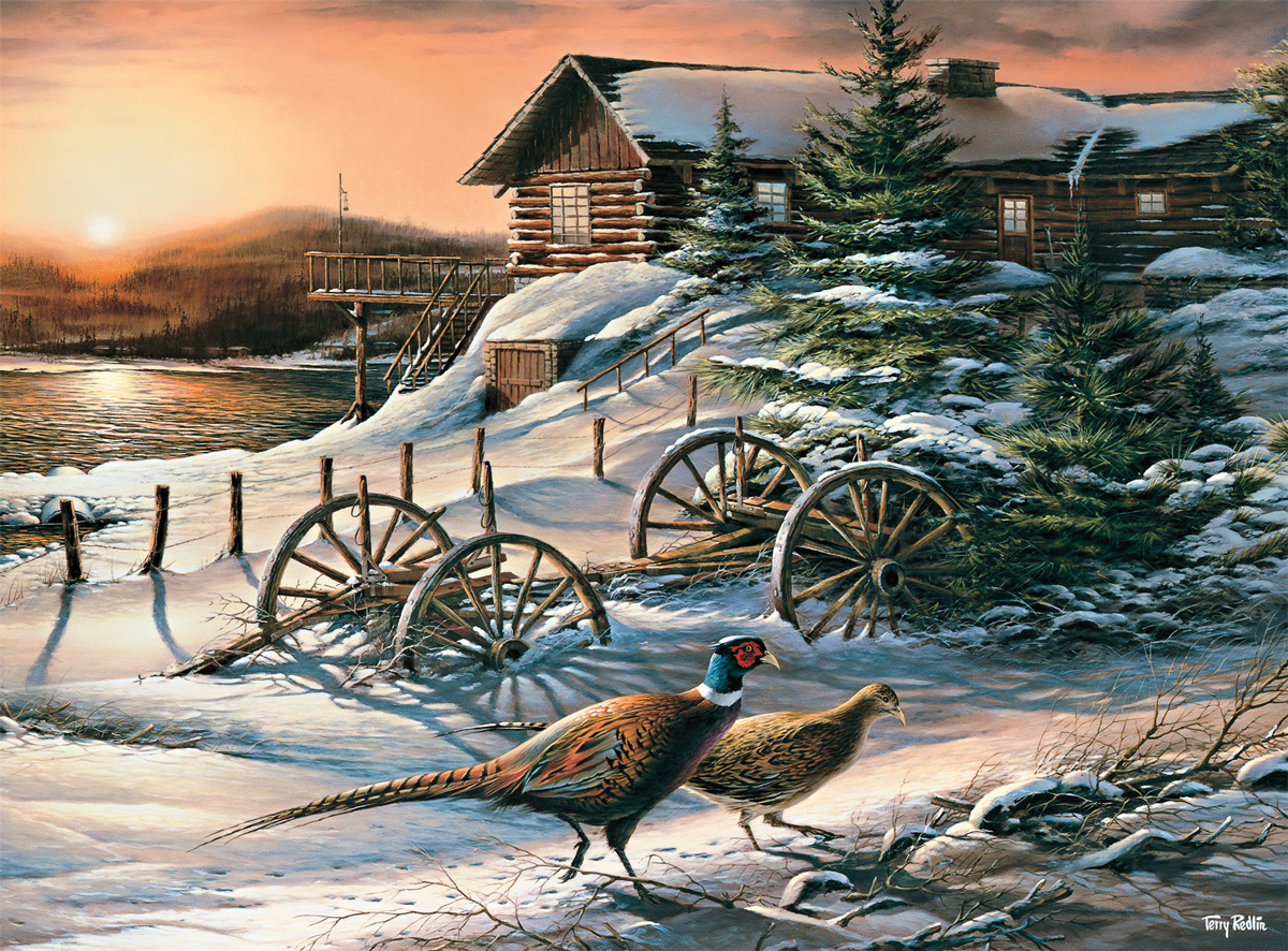 Peaceful Evening Pheasants - Scratch and Dent Winter Jigsaw Puzzle