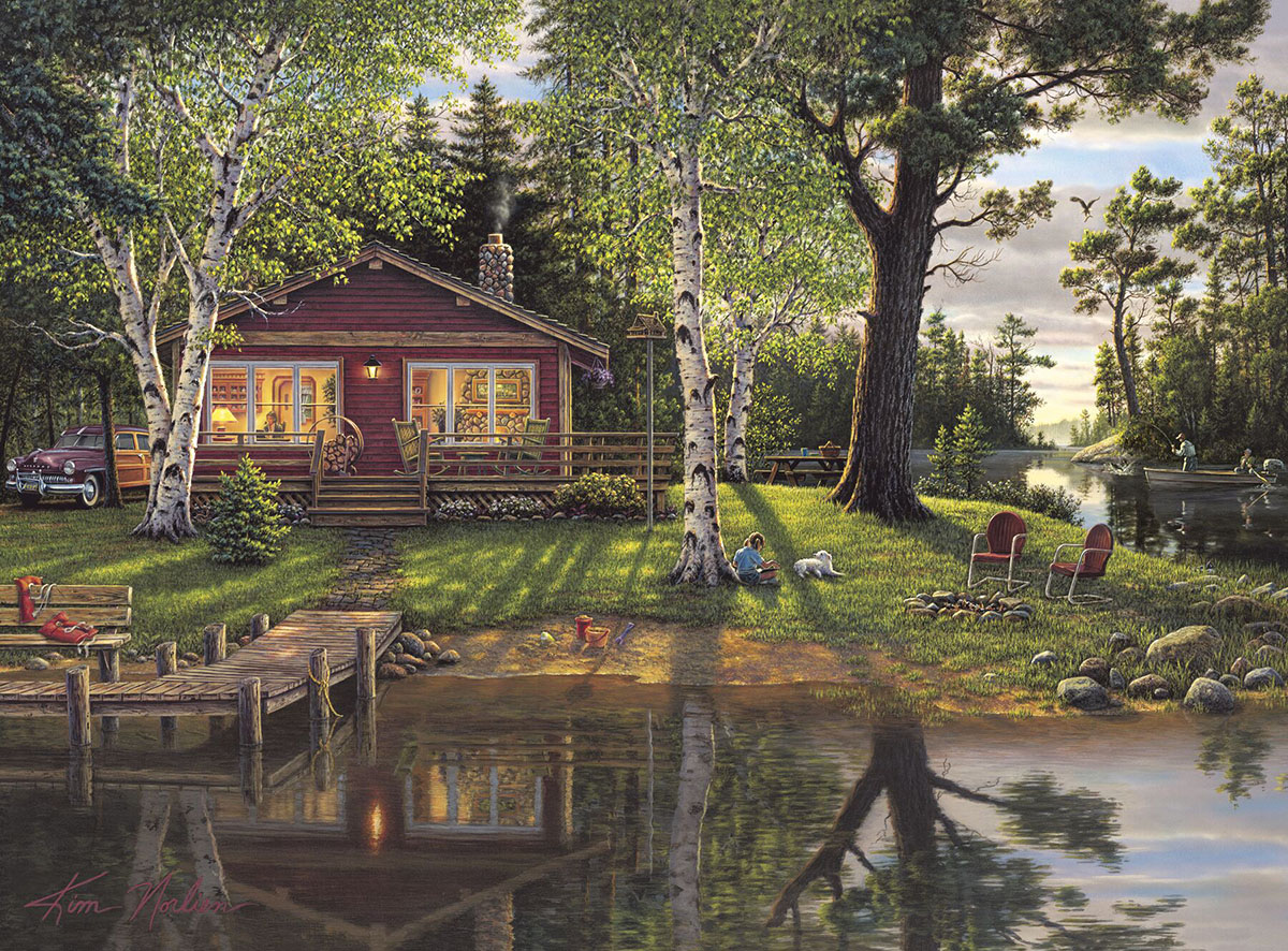 House by the Lake Cabin & Cottage Jigsaw Puzzle By Vermont Christmas Company