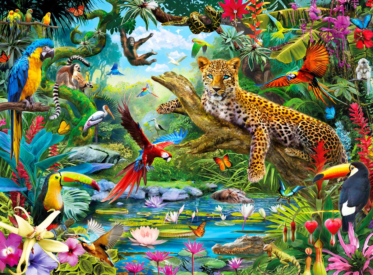 Leopard Jungle - Scratch and Dent Birds Jigsaw Puzzle