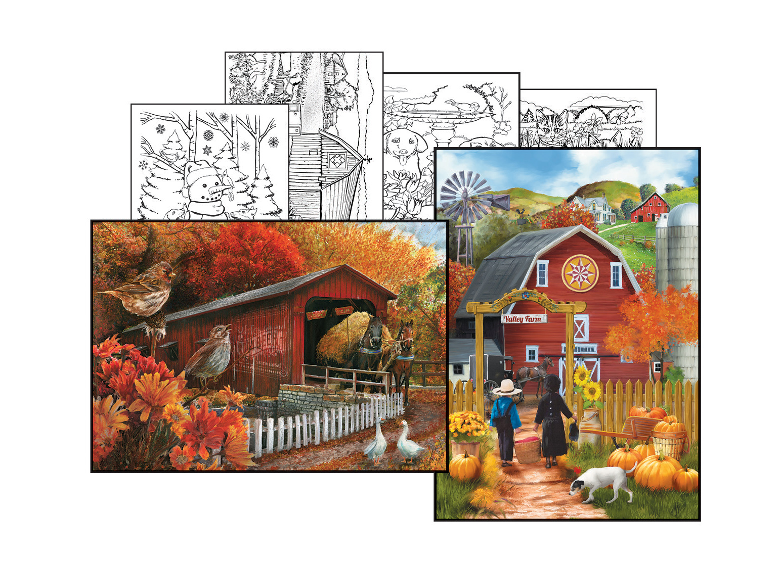 Tom Wood Coloring Page & Puzzle Set - Scratch and Dent Farm Jigsaw Puzzle