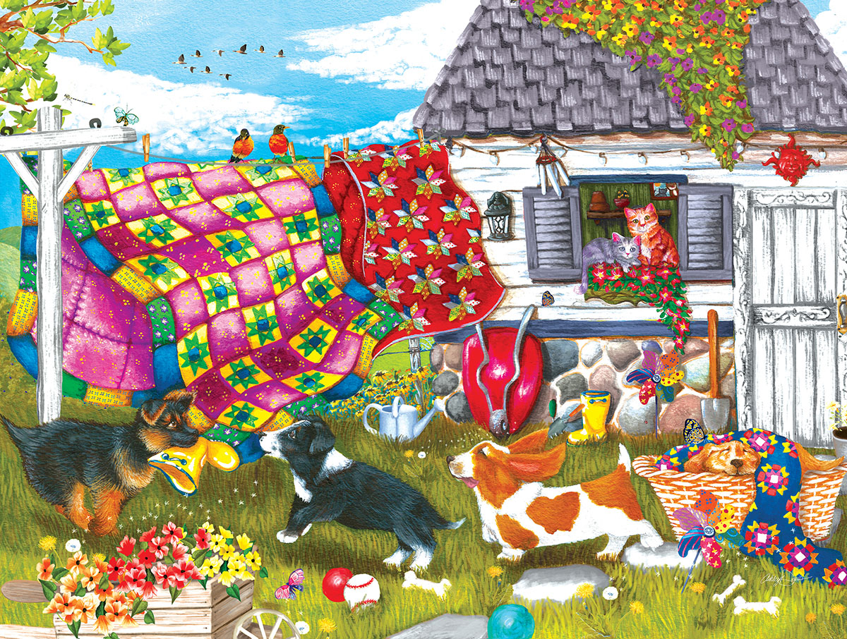Flower Market Pups Dogs Jigsaw Puzzle By RoseArt