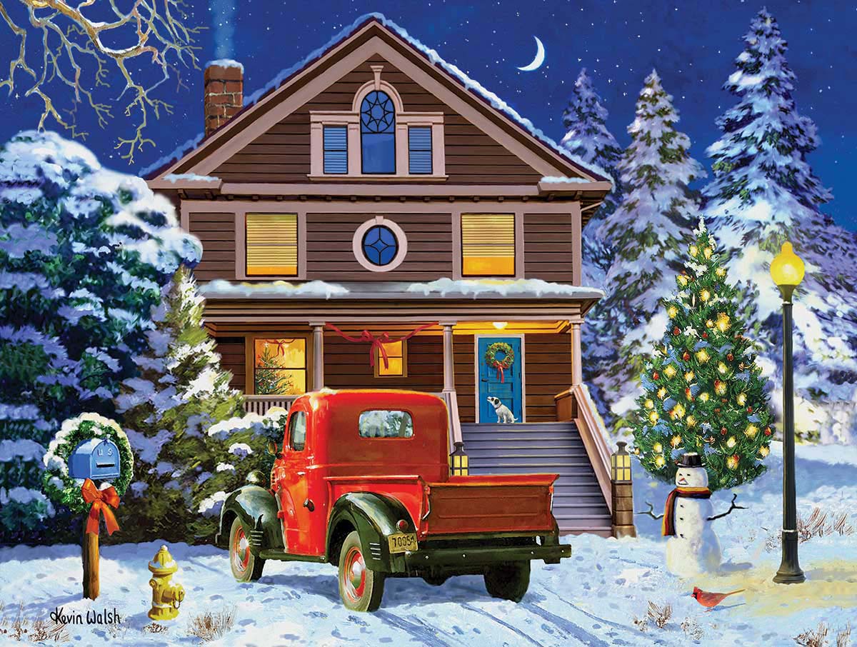 Christmas Night Visit Car Jigsaw Puzzle
