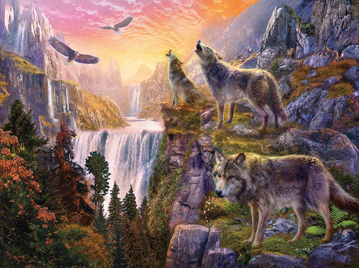 Wolf Sun - Scratch and Dent Wolf Jigsaw Puzzle