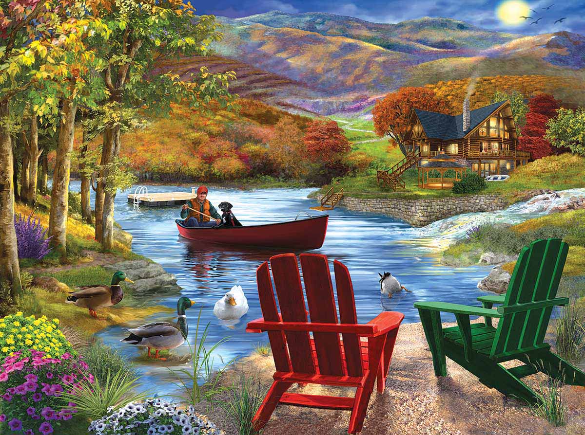 Autumn Lake House Cabin & Cottage Large Piece By Buffalo Games