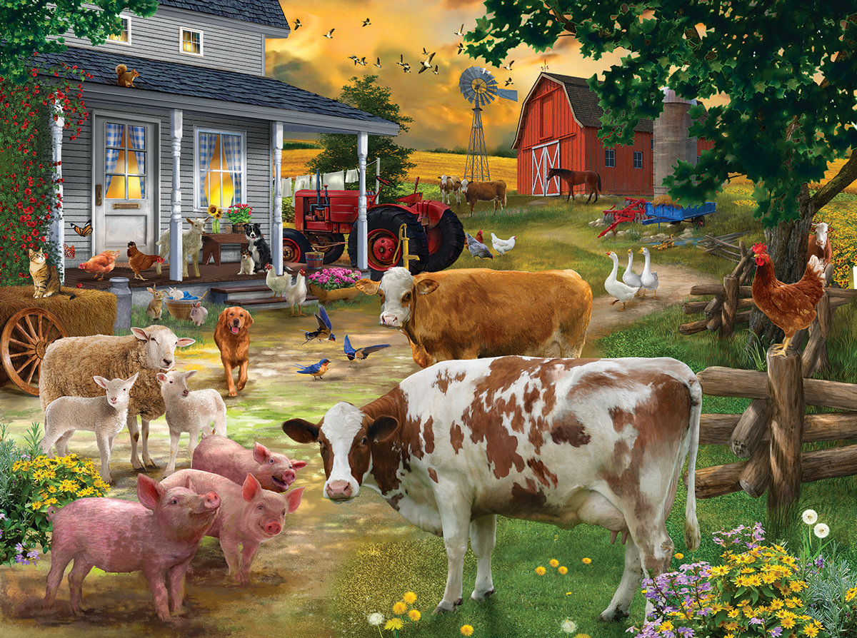 Gathering in the Farmyard Farm Animal Jigsaw Puzzle