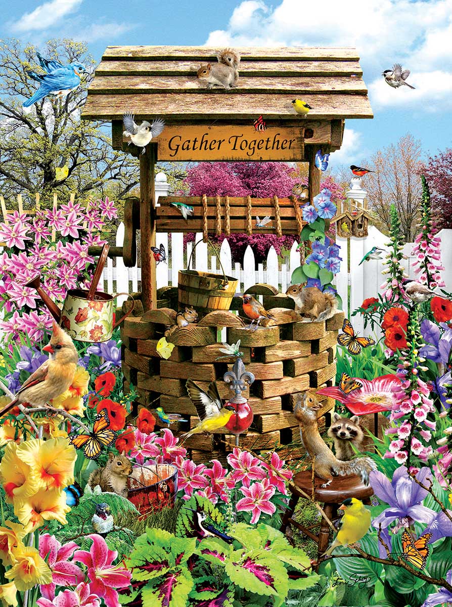 Birds at the Wishing Well Birds Jigsaw Puzzle