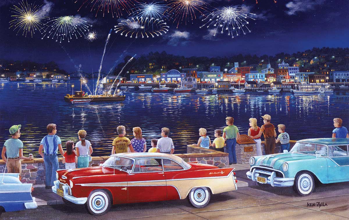 Fireworks and Sparklers Folk Art Jigsaw Puzzle By MasterPieces