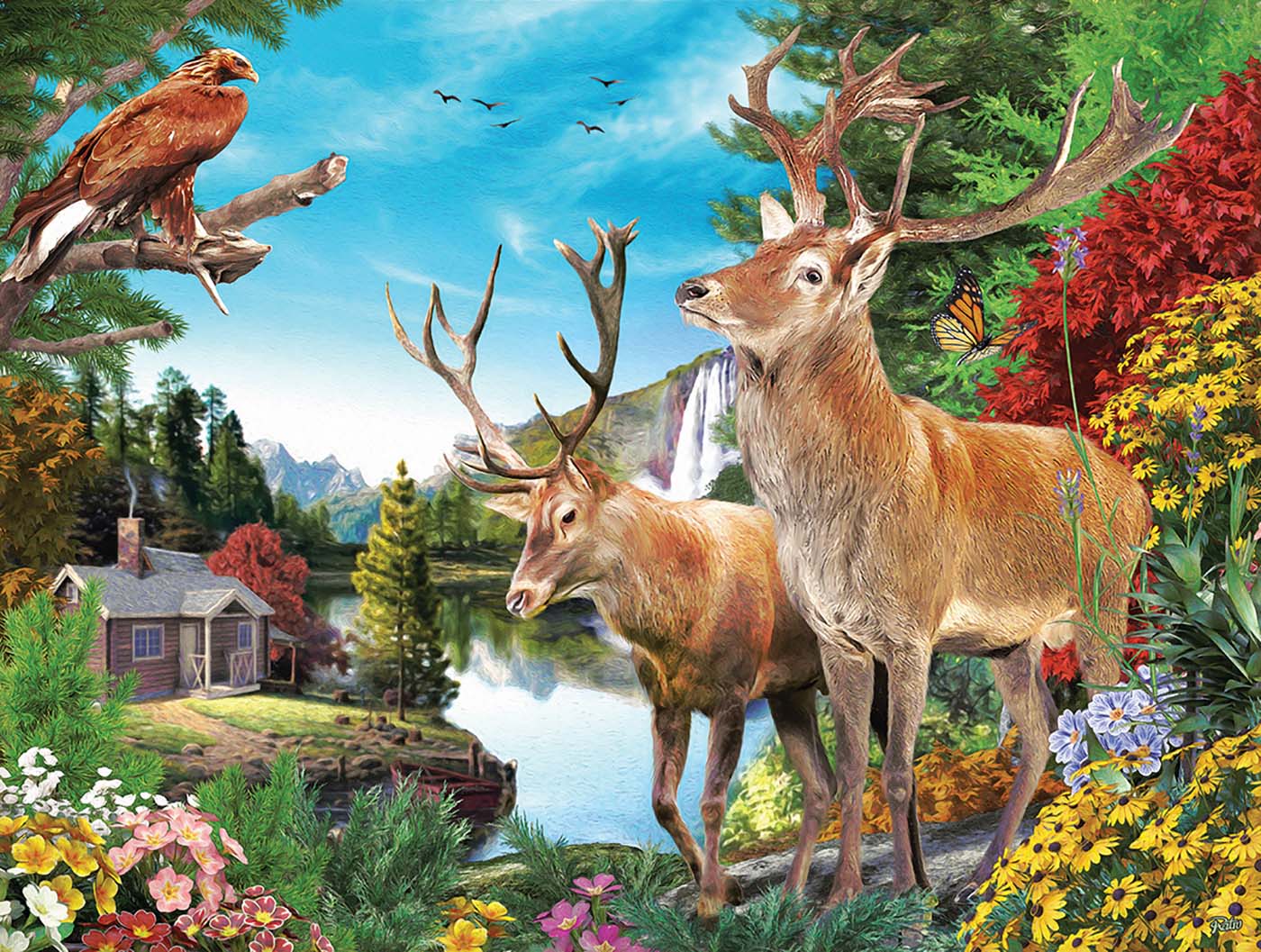 Summer Pond Forest Animal Jigsaw Puzzle