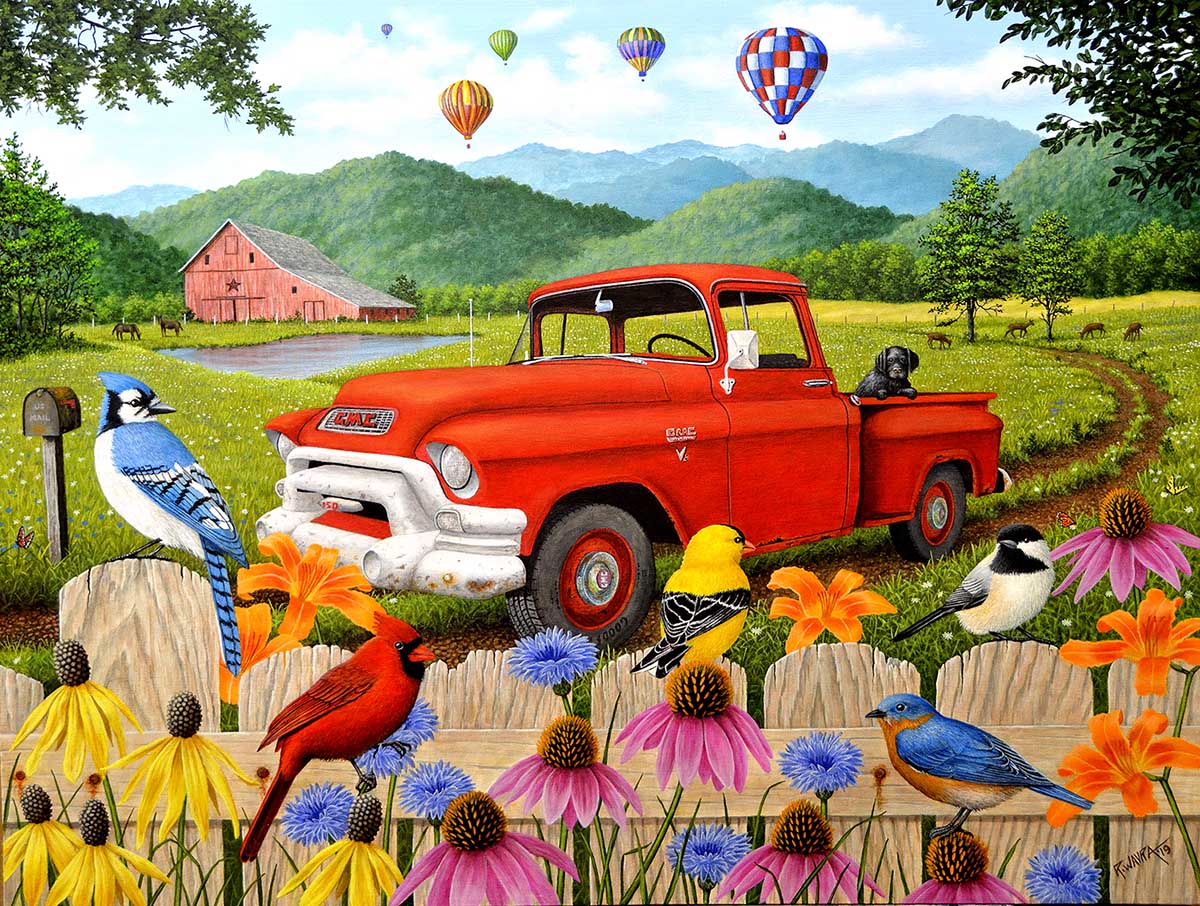 The Red Truck Birds Jigsaw Puzzle