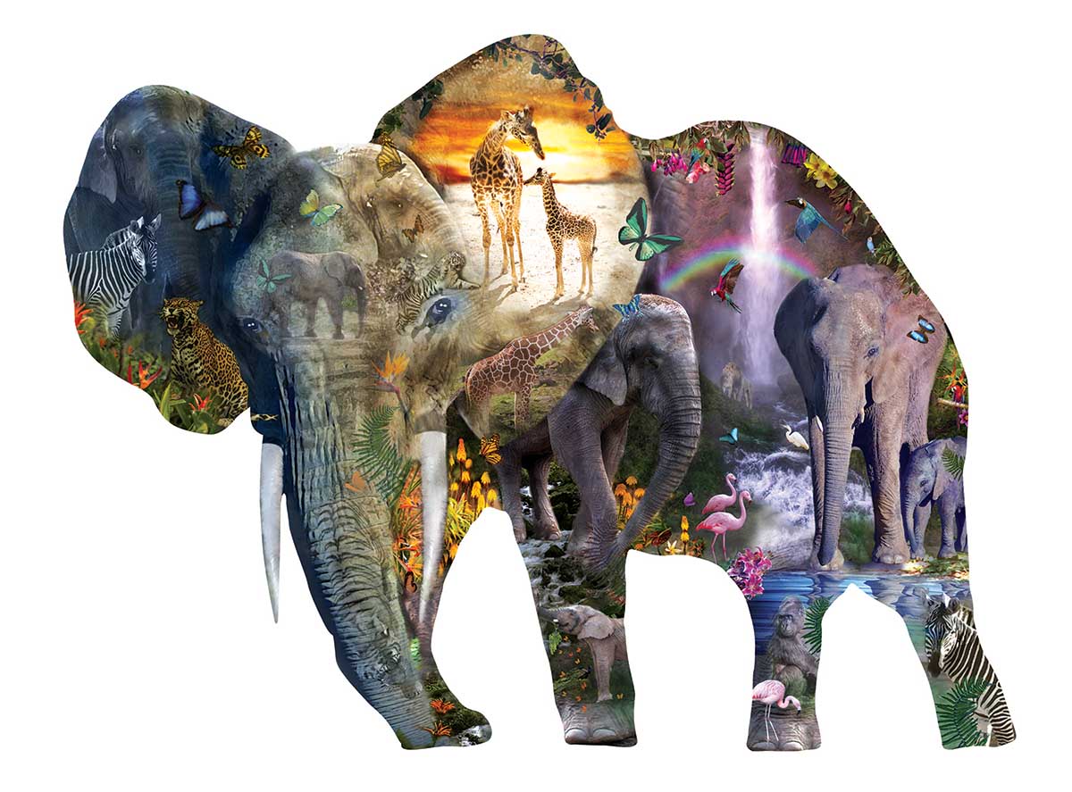 Elephant Waterfall Animals Shaped Puzzle