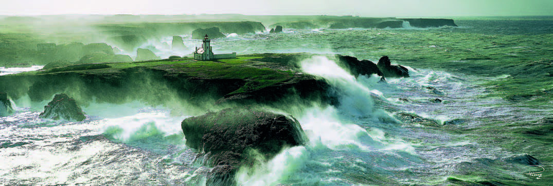 Blast of Wind on the Pointe des Poulains - Scratch and Dent Lighthouse Jigsaw Puzzle