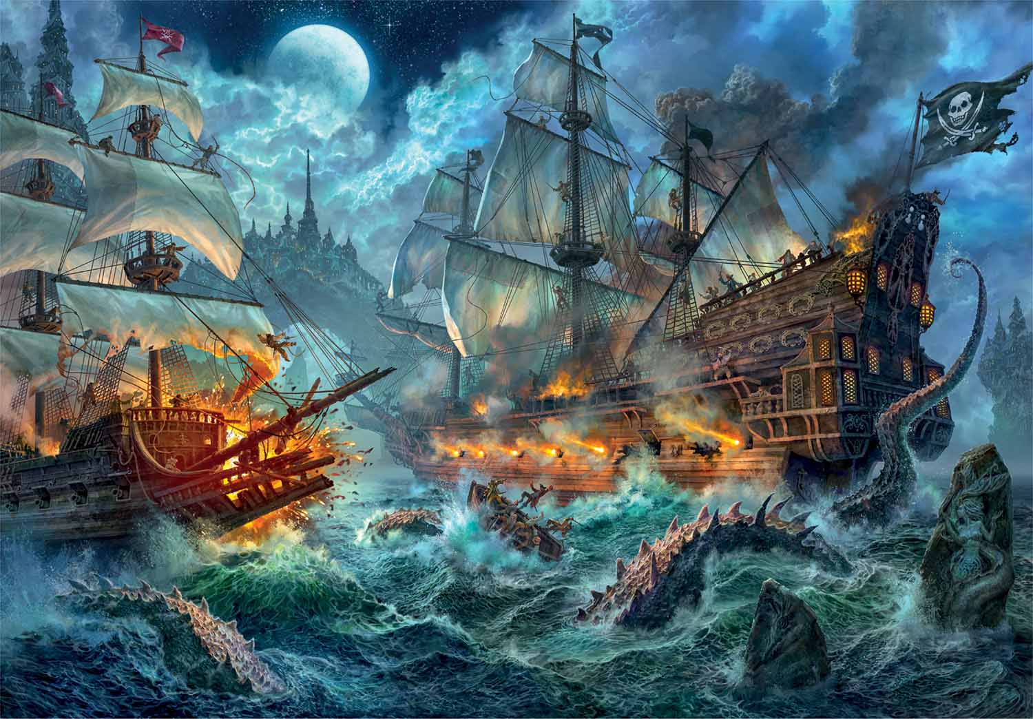 Pirates Battle, compact packaging Fantasy Jigsaw Puzzle
