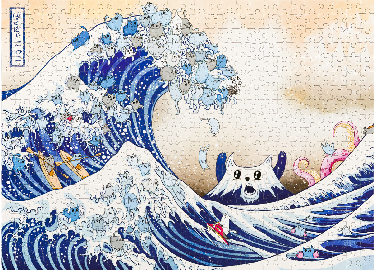 Great Wave Of Catagawa Cats Jigsaw Puzzle