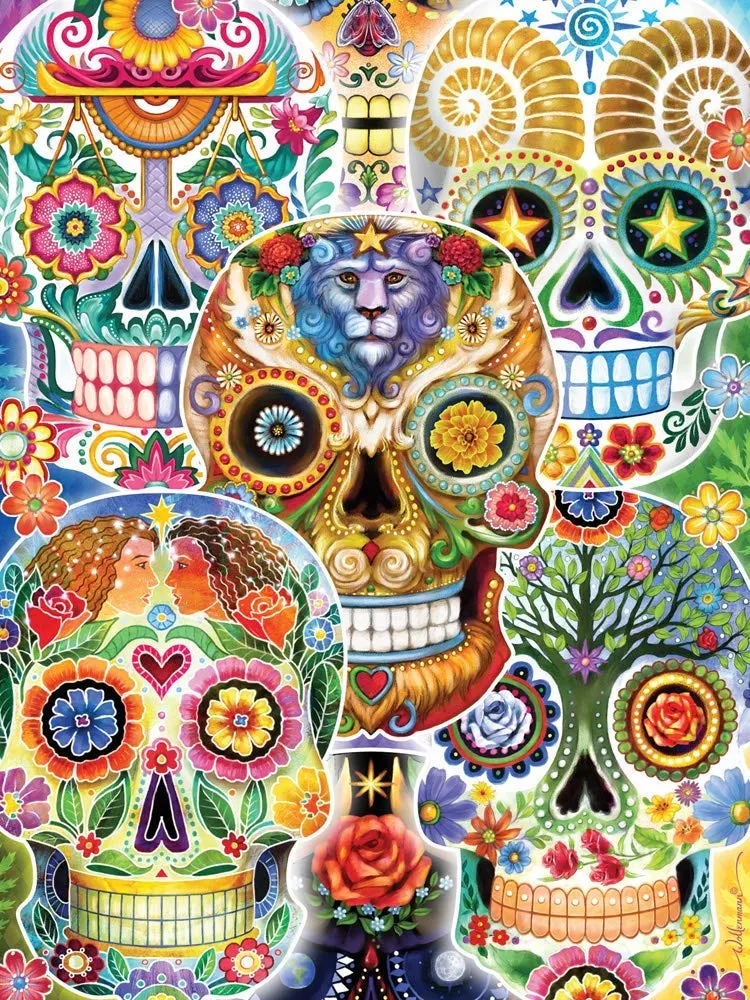 5個セット Jigsaw Puzzle SKULLS &amp; FLOWERS パズル Amazon.com: Day of The Dead Sugar Skull Puzzles for Adults