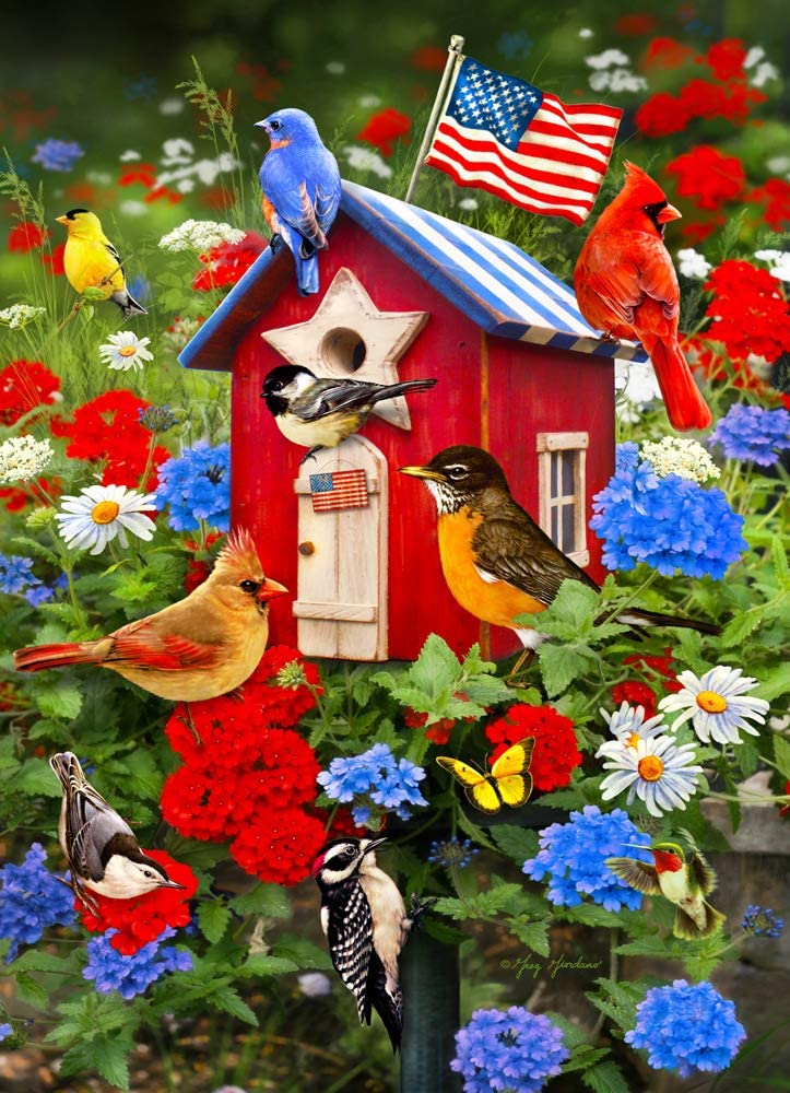Patriotic Birdhouse - Scratch and Dent Birds Jigsaw Puzzle