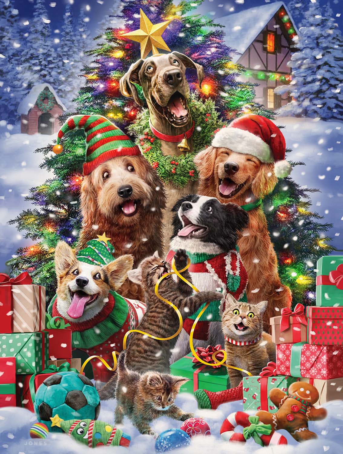 Christmas Pets Animals Jigsaw Puzzle