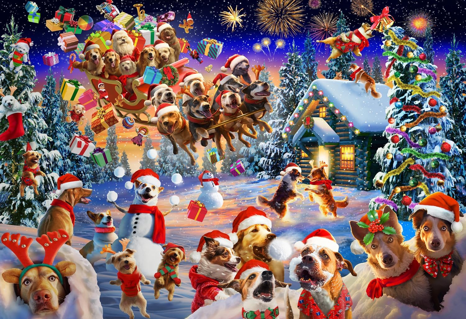 Crazy Christmas Canines  Dogs Jigsaw Puzzle