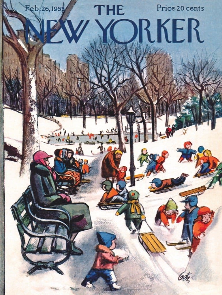 Sledding in the Park Winter