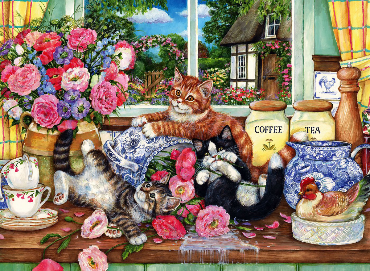 Kittens in the Kitchen Cats Jigsaw Puzzle