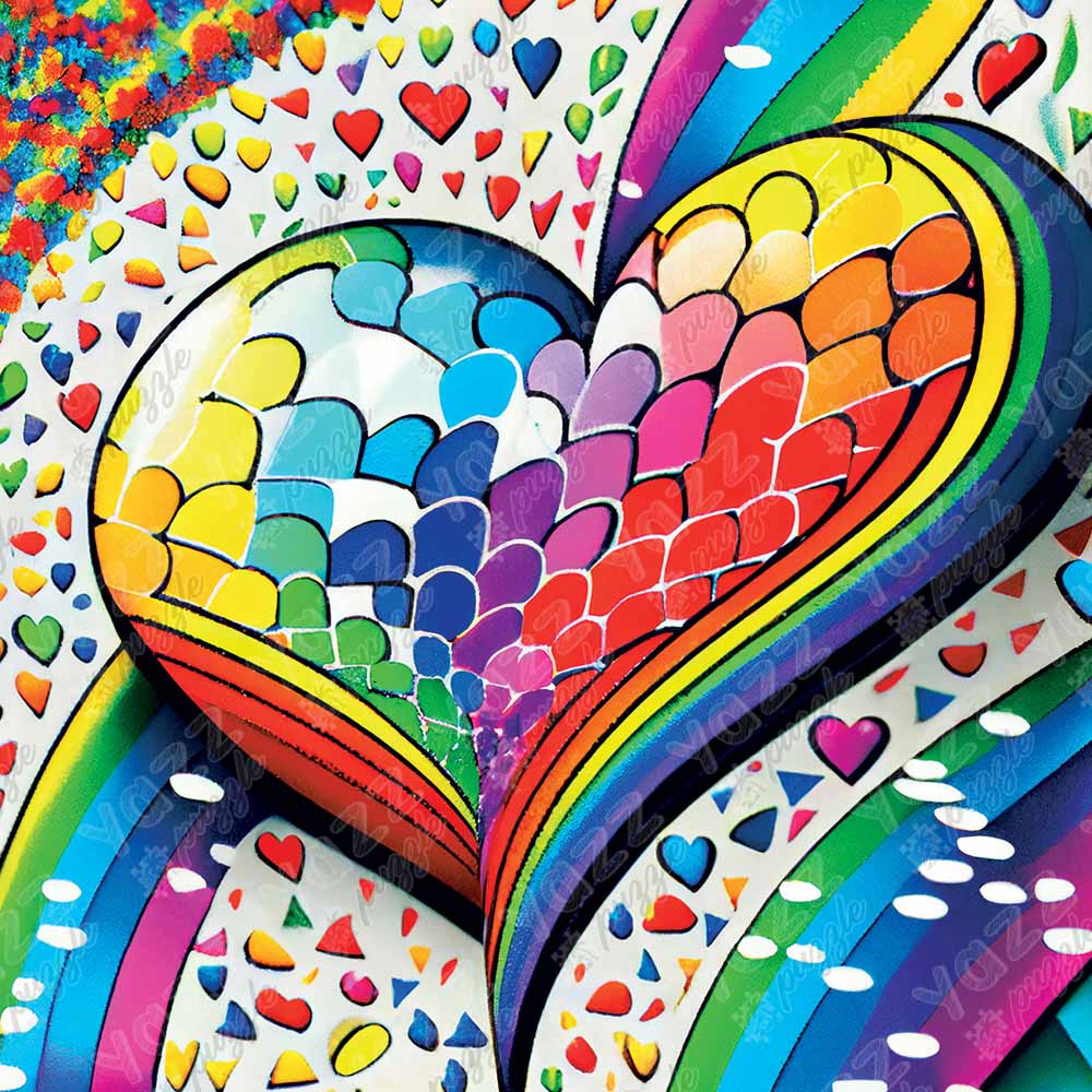Mosaic Heart Rainbow & Gradient Jigsaw Puzzle