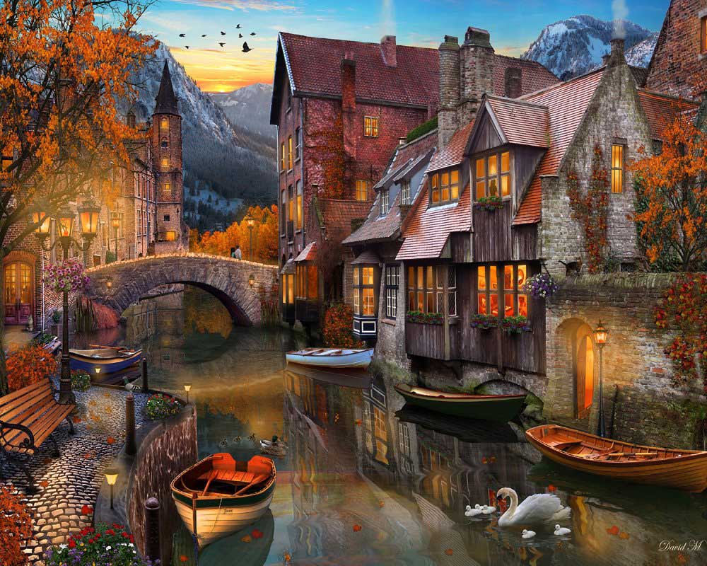Autumn Canal - Scratch and Dent Fall Jigsaw Puzzle