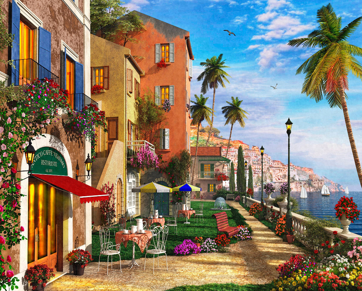 Mediterranean Terrace - Scratch and Dent Europe Jigsaw Puzzle