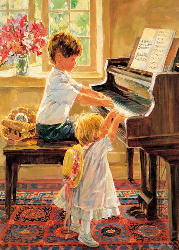 Brother And Sister Who Play The Piano Music Jigsaw Puzzle