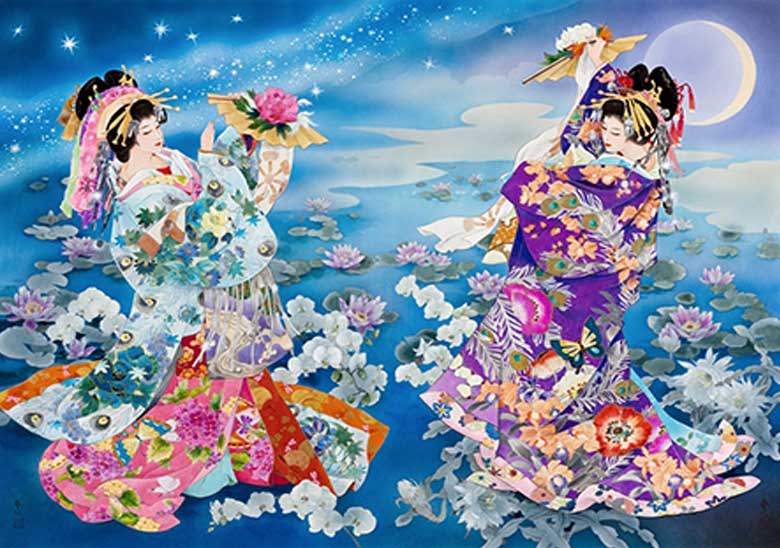 Star And Moon Asian Art Jigsaw Puzzle
