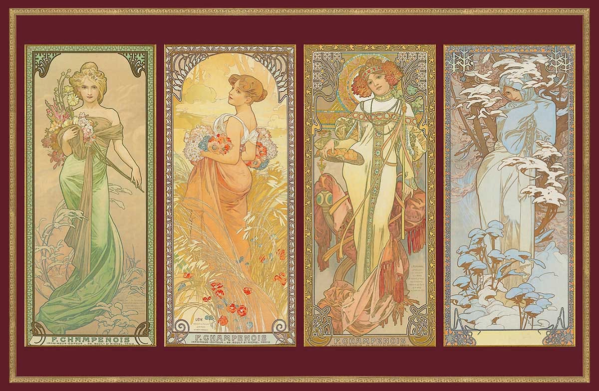 ジグソーパズル puzzle 1000 piatnik Mucha - Four Seasons Metallic - 1000 Piece Jigsaw Puzzle by
