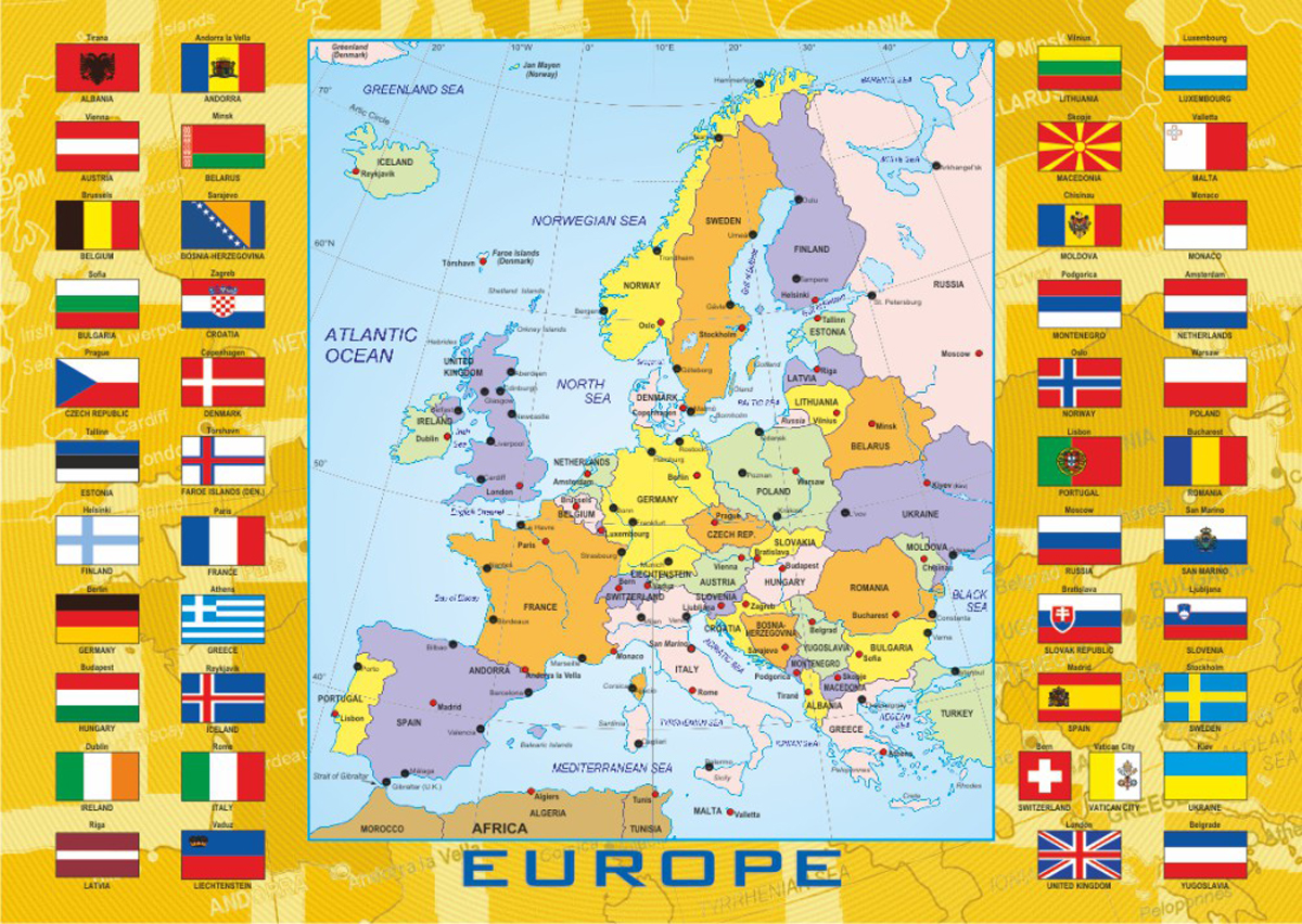 Europe With Flags Maps & Geography Jigsaw Puzzle