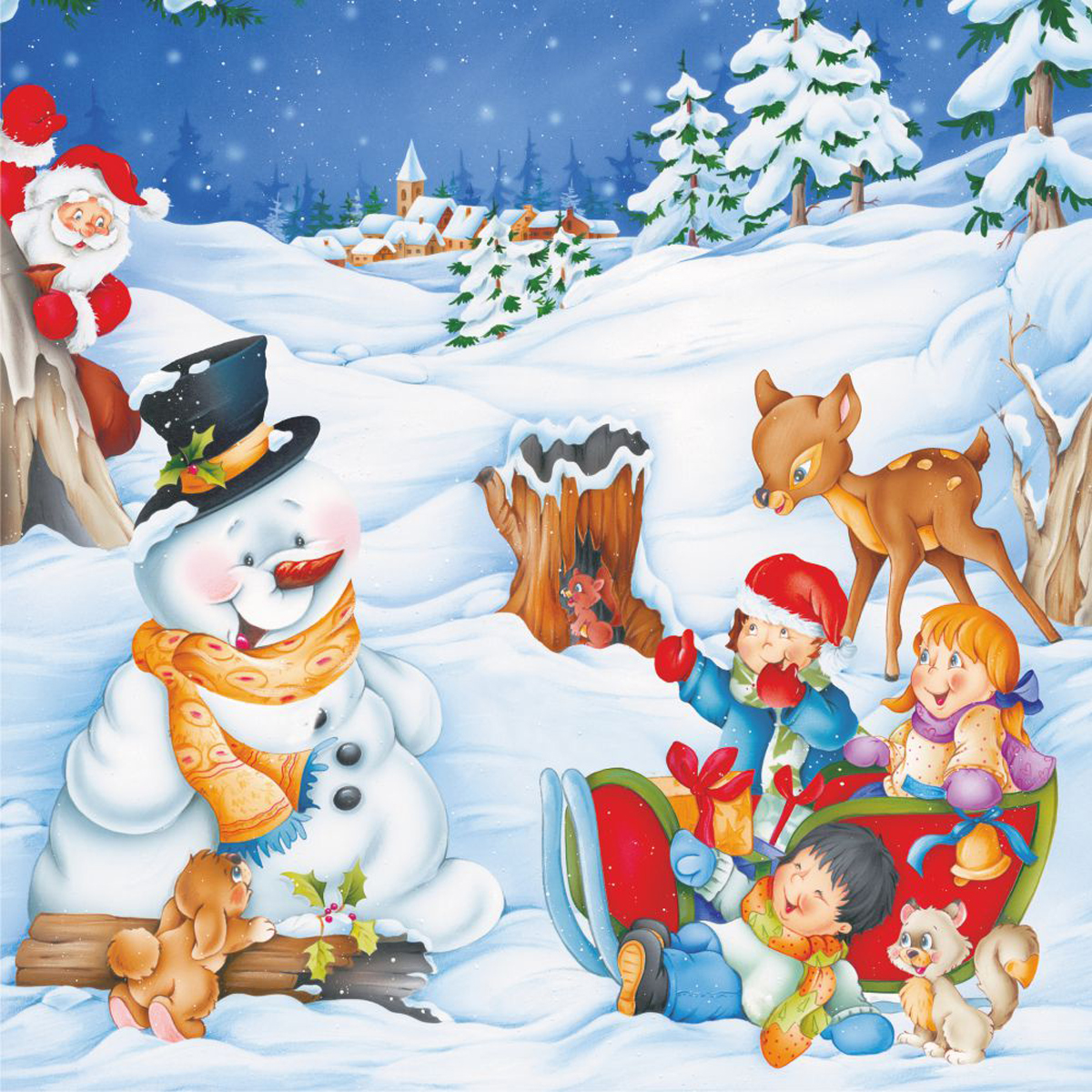 Snowman Kids Cartoon Christmas Jigsaw Puzzle
