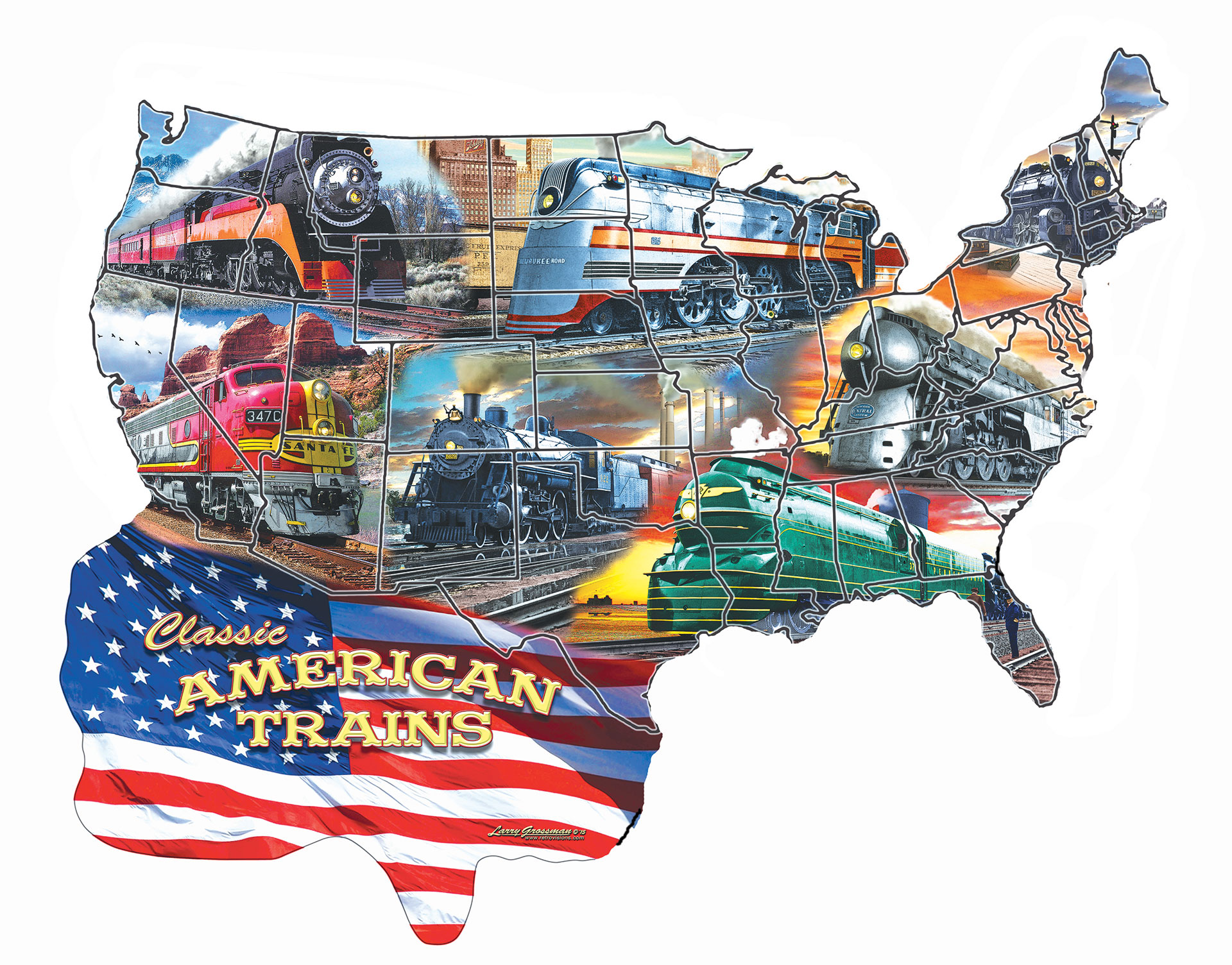 Classic American Trains - Scratch and Dent Train Shaped Puzzle