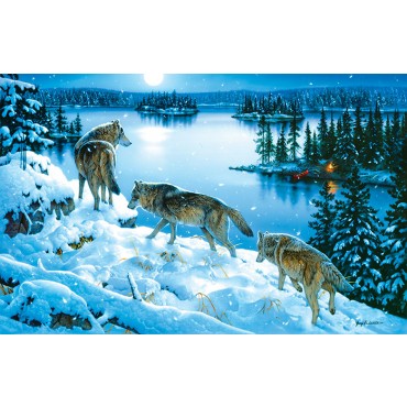 Night Wolves Nature Panoramic Puzzle By SunsOut