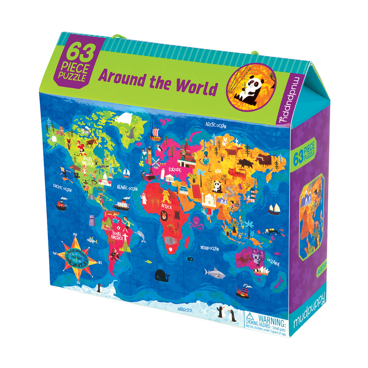 Around the World 63 Piece Puzzle - Scratch and Dent Educational Jigsaw Puzzle