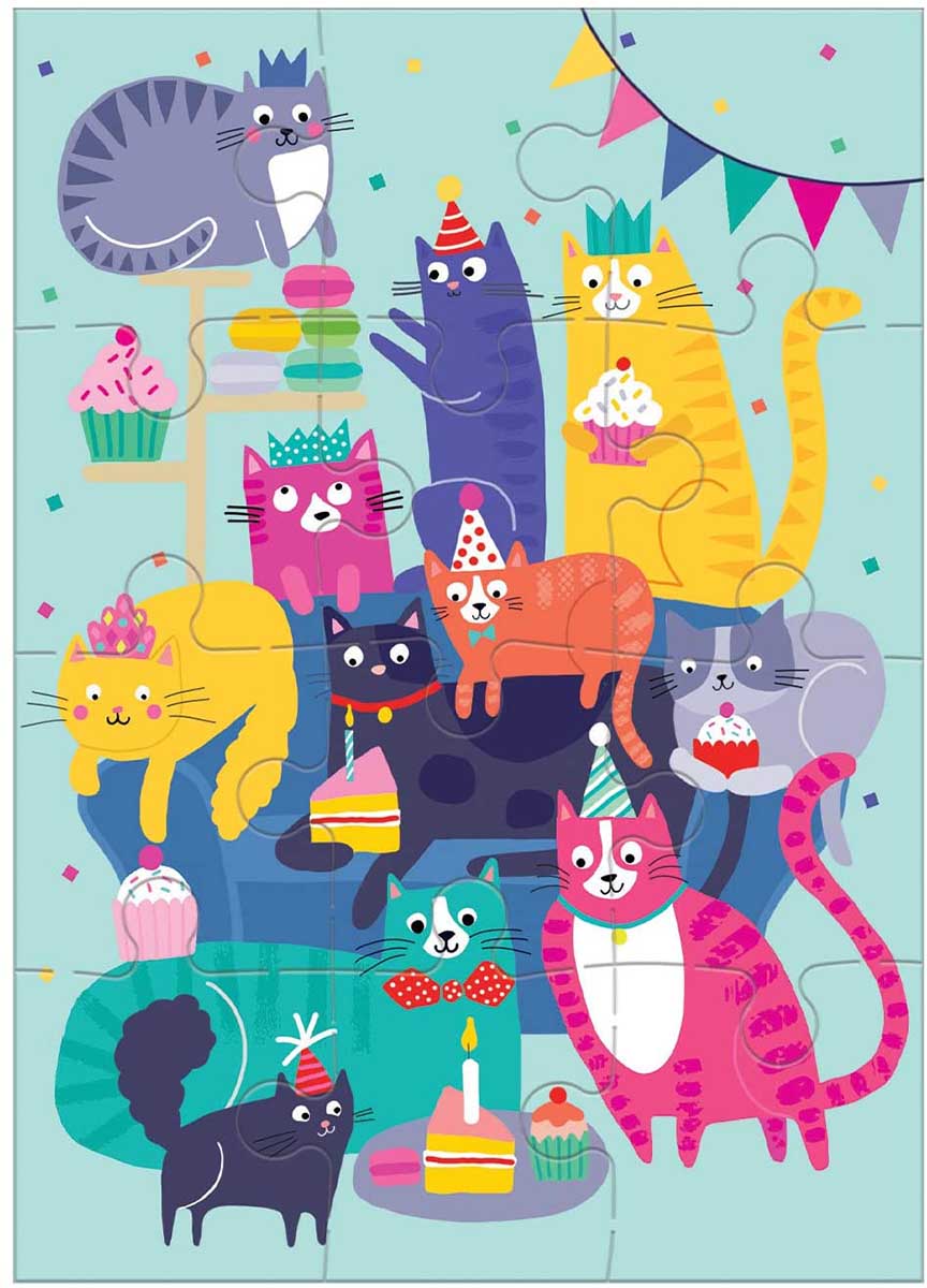Cat Party Greeting Card Puzzle Cats Jigsaw Puzzle