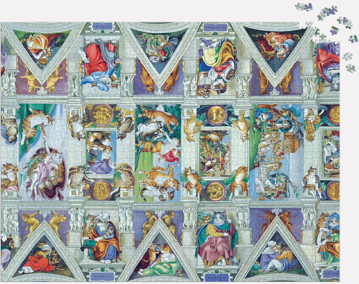 Sistine Chapel Ceiling Meowsterpiece of Western Art 2000 Piece Puzzle Cats Jigsaw Puzzle