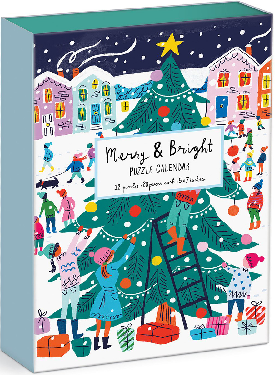 Louise Cunningham Merry and Bright 12 Days of Christmas Advent Puzzle Calendar Winter Jigsaw Puzzle
