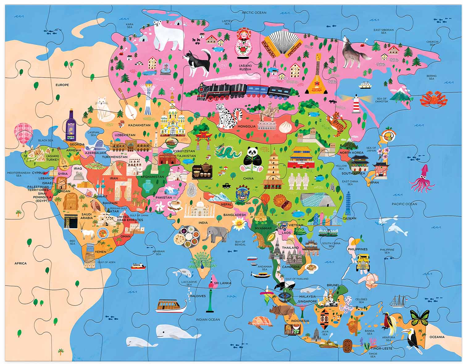 Map of Asia  Educational Jigsaw Puzzle