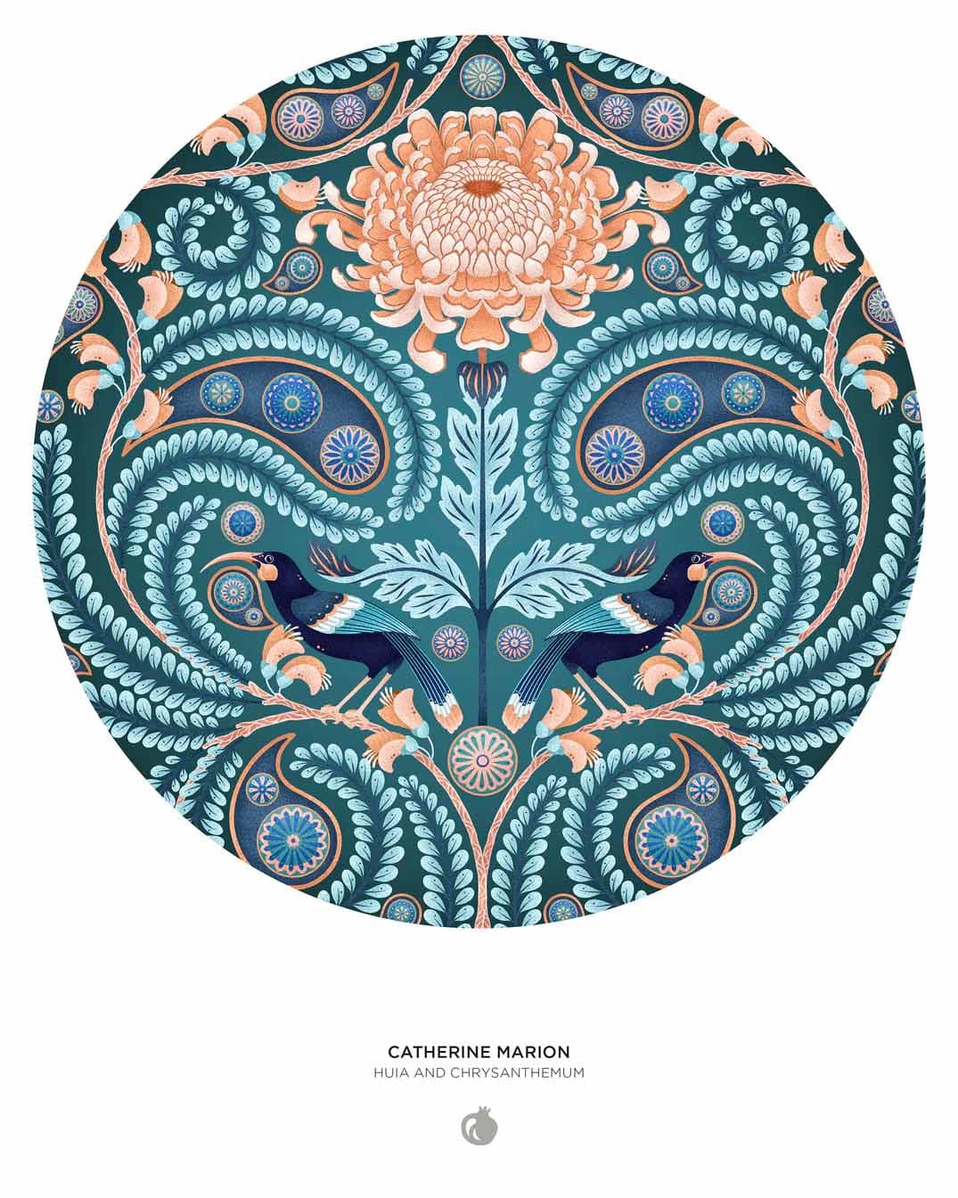 Catherine Marion: Huia and Chrysanthemum Birds