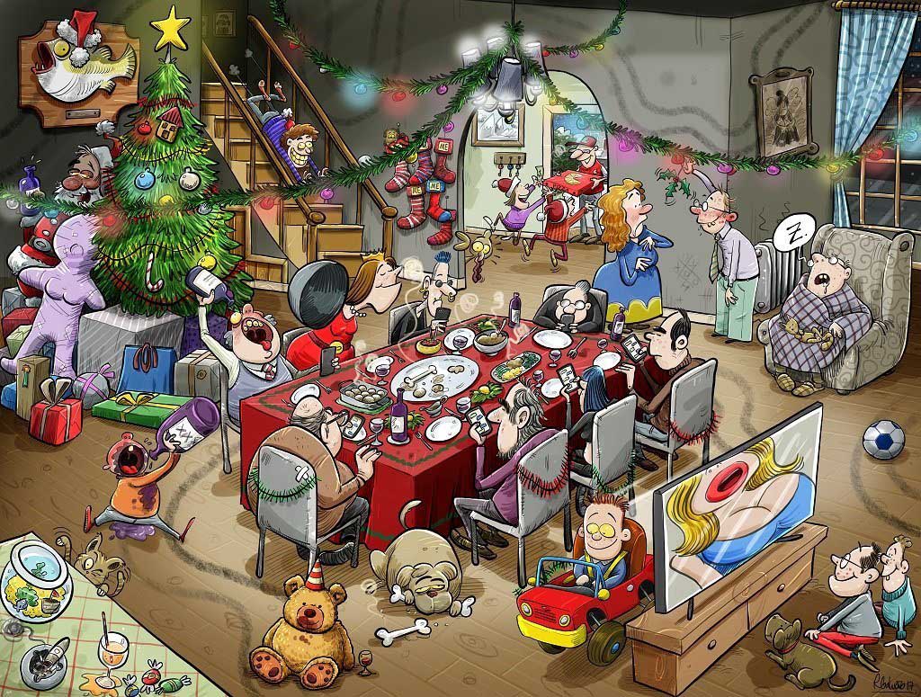 Chaos at Christmas Lunch - Scratch and Dent Christmas Jigsaw Puzzle