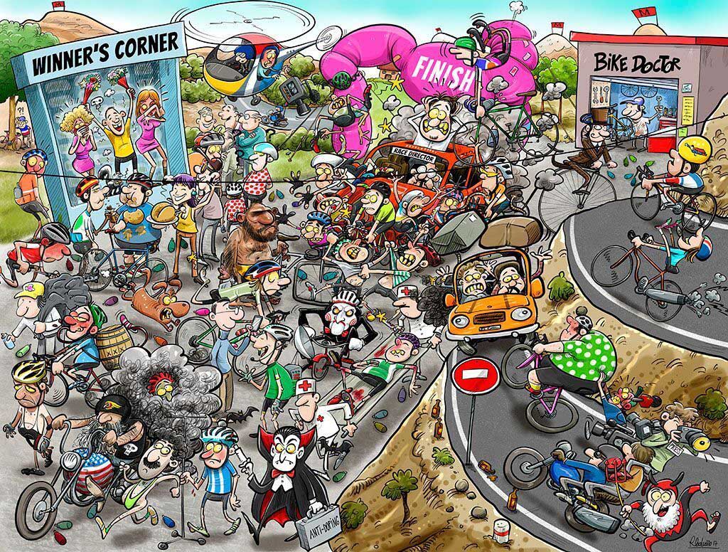 Chaos at the Cycling Tournament - Scratch and Dent Humor Jigsaw Puzzle