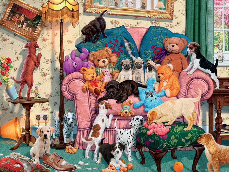 Grandma's Armchair - Scratch and Dent Dogs Jigsaw Puzzle