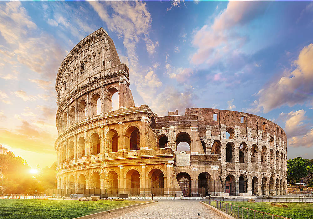 Romantic Sunset Colosseum, Rome Italy Landmarks & Monuments Jigsaw Puzzle
