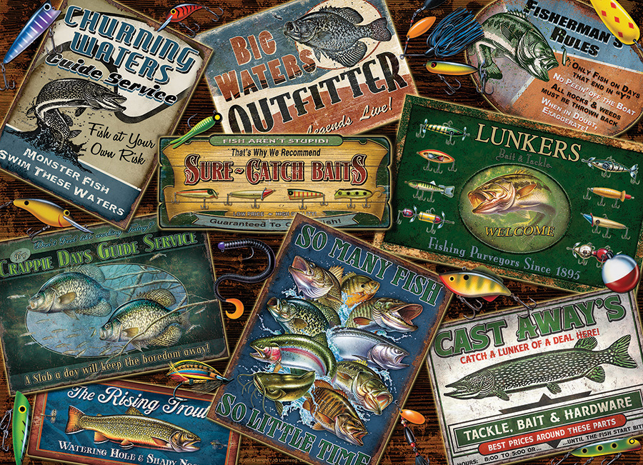 Fish Signs - Scratch and Dent Nostalgic & Retro Jigsaw Puzzle