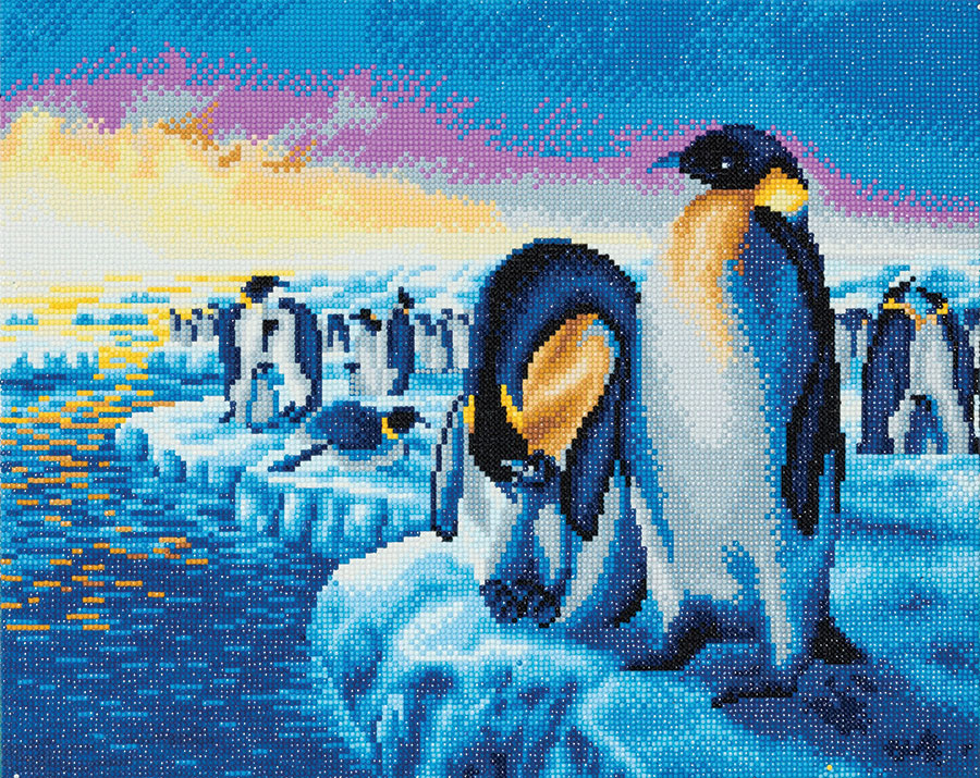 Penguins of the Arctic Crystal Art Large Framed Kit
