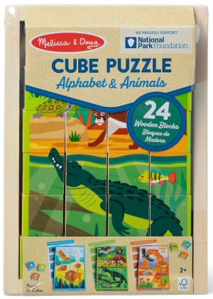 Multi-Park Wooden Blocks & Cube Puzzle Animals By Melissa and Doug